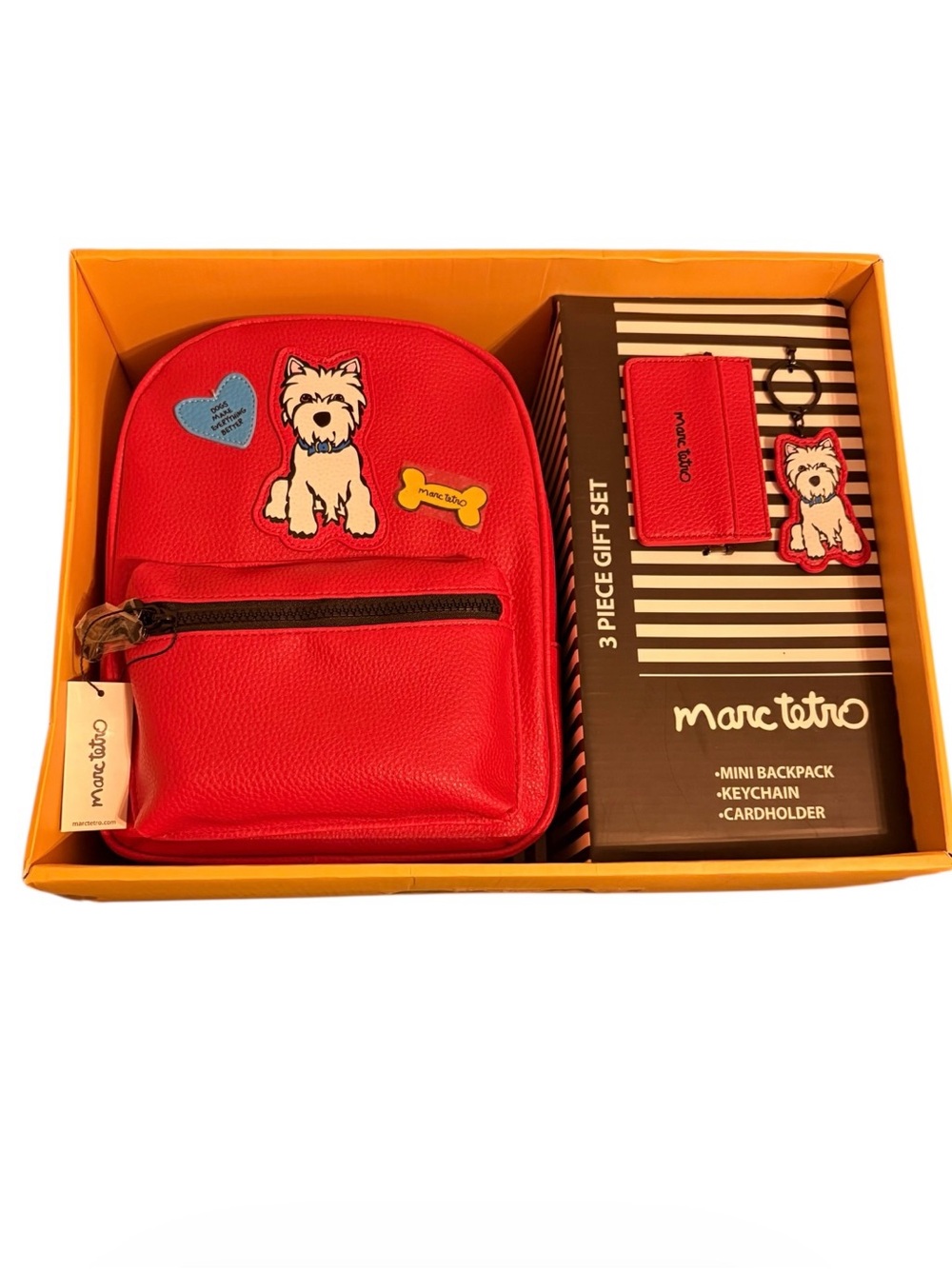 Marc Tetro Red Mini Backpack Set with Keychain & Cardholder